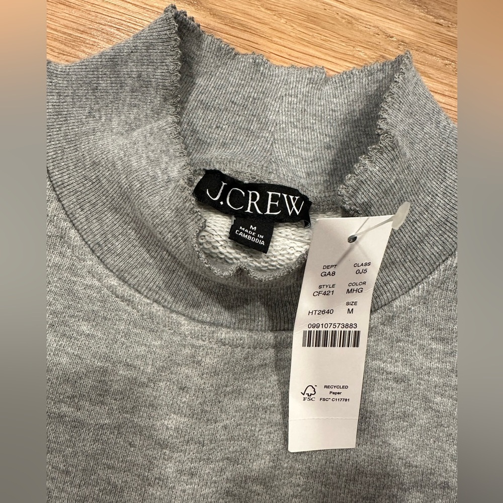 J. Crew Womens Turtleneck Lightweight Sweatshirt in Heather Gray - Picture 3 of 9